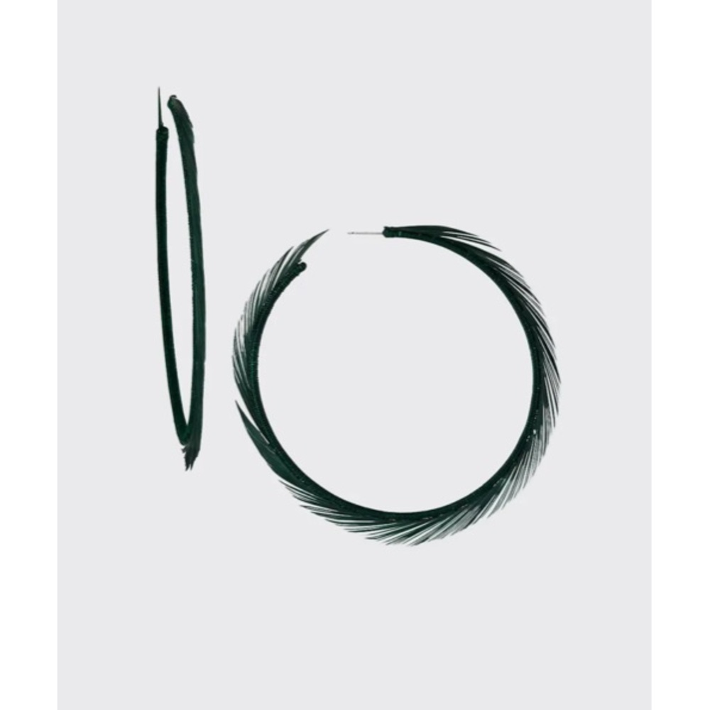 Oscar de la Renta feather hoop earrings- NWT